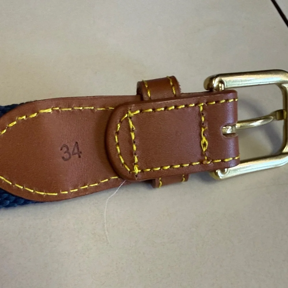Simply Southern Men’s 34 Navy Belt with Coral Ribbon of Blue Retrievers